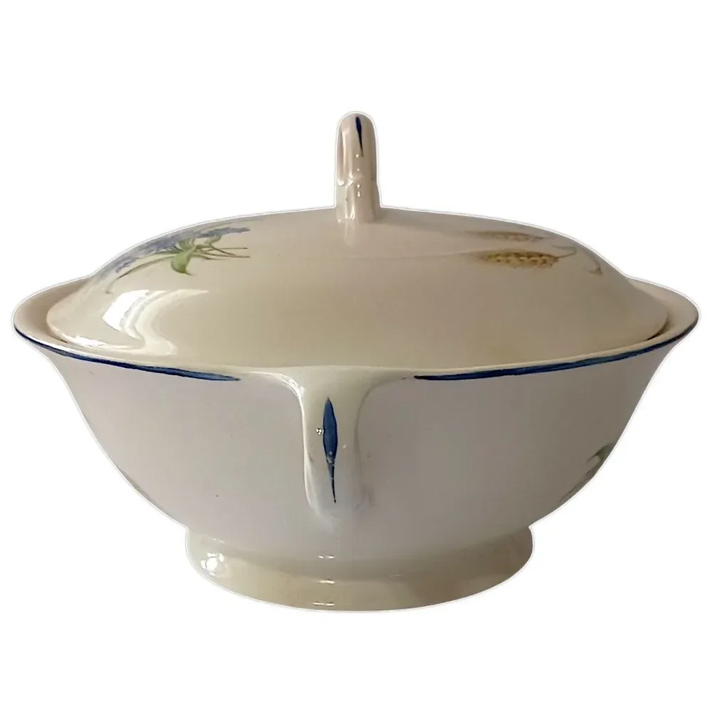 Candle Light American Limoges Covered‎ Vegetable Dish Bowl Golden Wheat Vintage